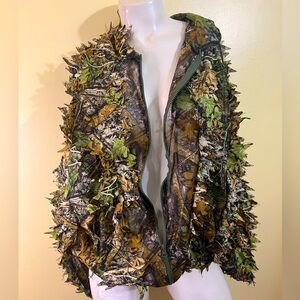 Camo Full Zip Hunting 3D Leaf Net Ghillie Jacket, Sz Men’s M/L